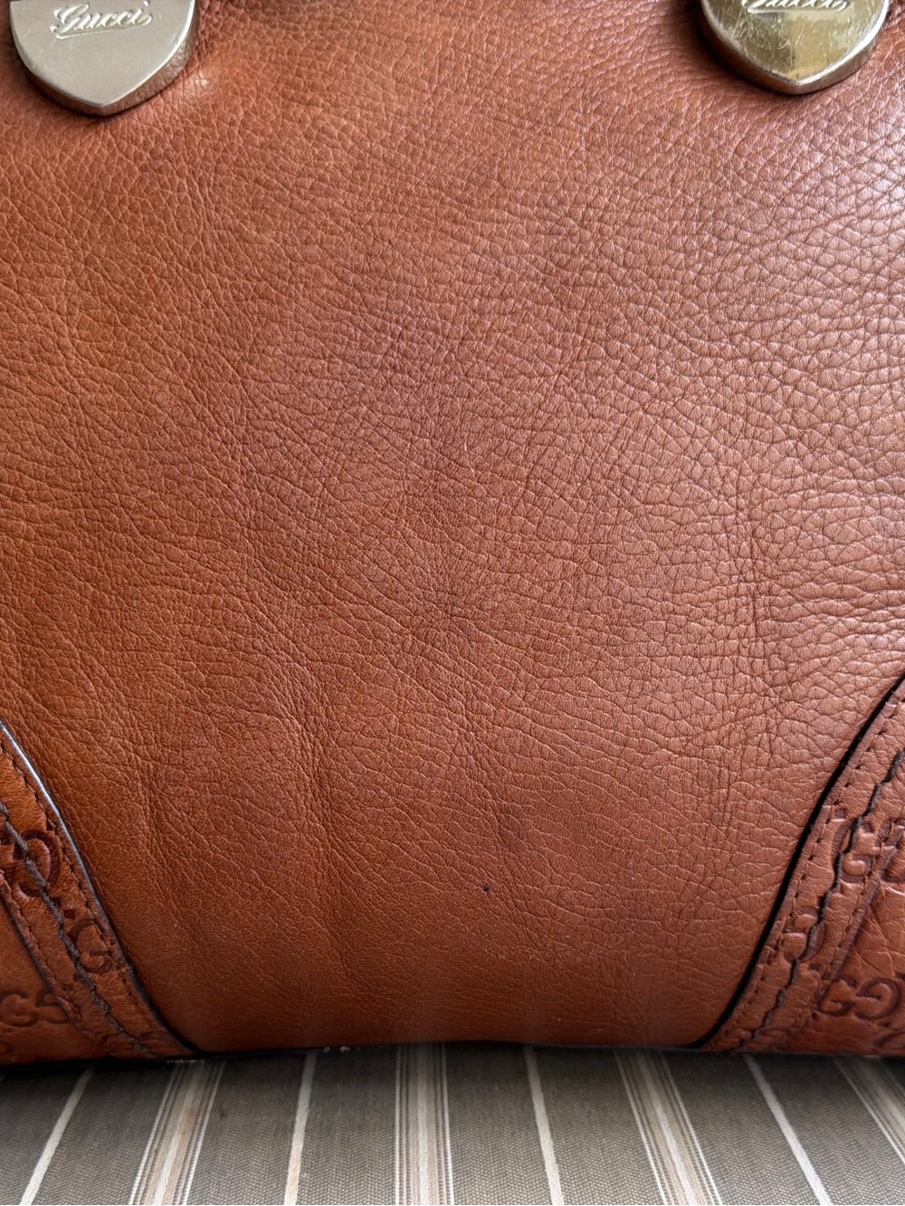Gucci Leather Cognac Brown GG Signature Signoria Large Tote - Picture 10 of 16